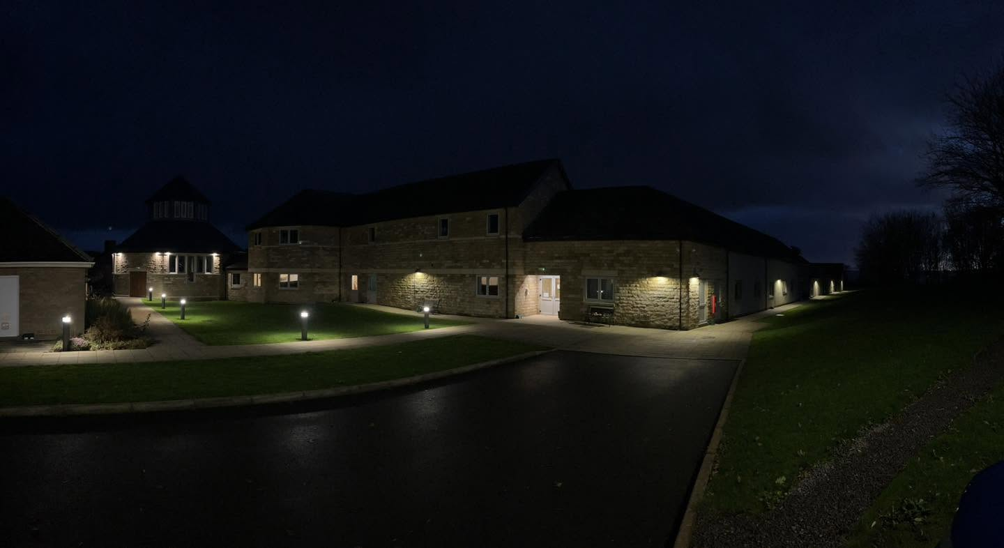 Exterior lighting at dusk